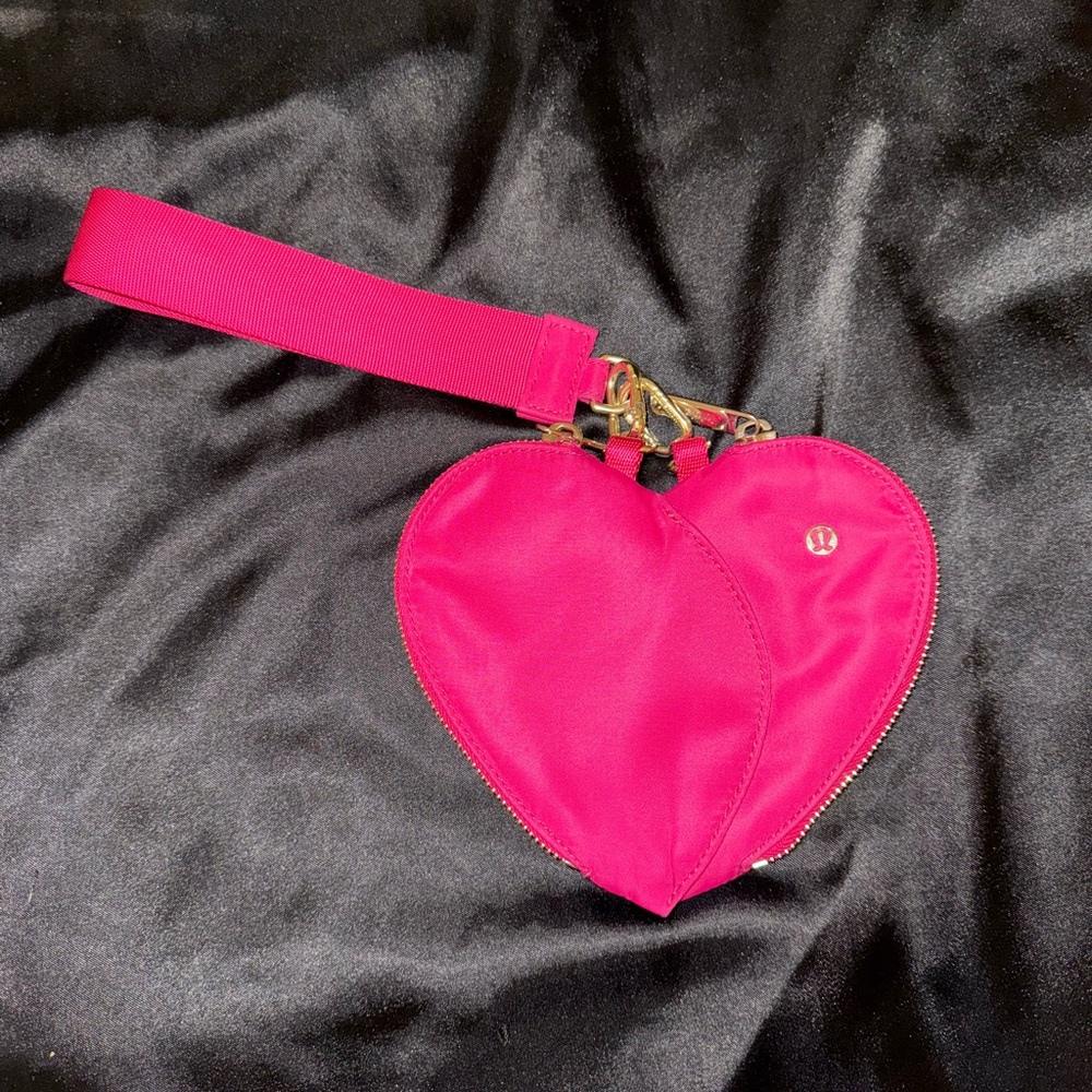 Lululemon Pink Heart Wristlet Wallet Pouch